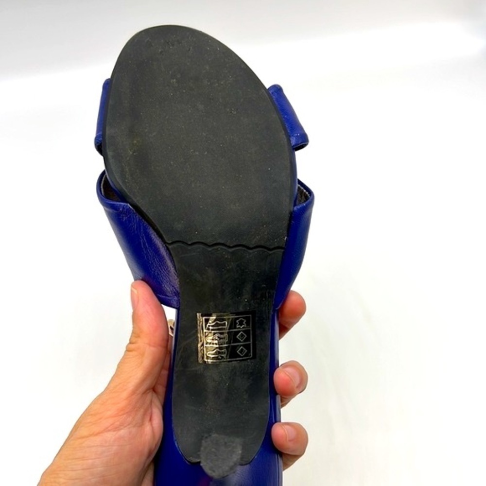 Moda - Bold Blue Leather Knotted Open Toe Heels Size 7 - Picture 14 of 14